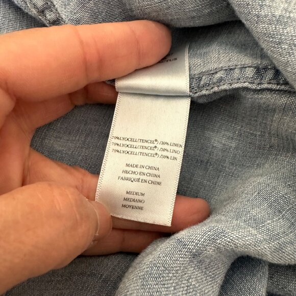 Rails Carter Denim Cactus Graphic Print Button Up Shirttail Hem Long Sleeve Line - Picture 10 of 11